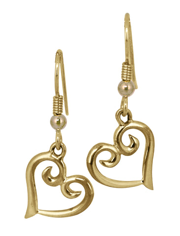 Designer "iheart" earrings - yellow gold